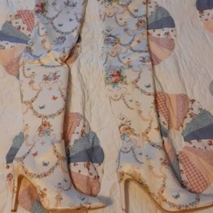 Tapestry thighhigh boots